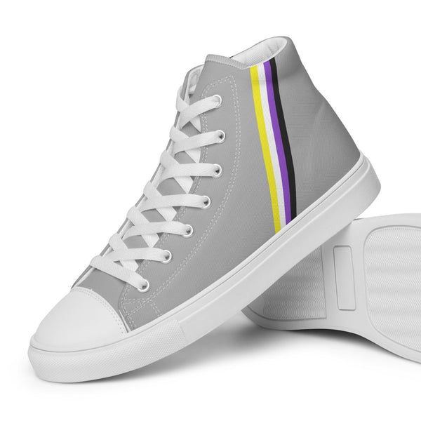 Classic Non-Binary Pride Colors Gray High Top Shoes - Men Sizes
