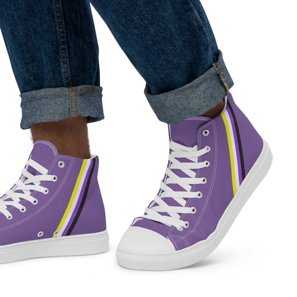 Classic Non-Binary Pride Colors Purple High Top Shoes - Men Sizes