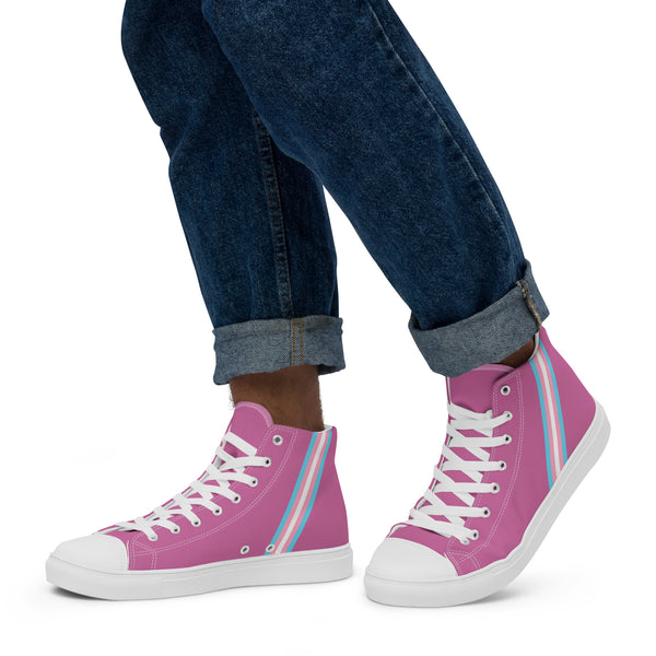 Classic Transgender Pride Colors Pink High Top Shoes - Men Sizes