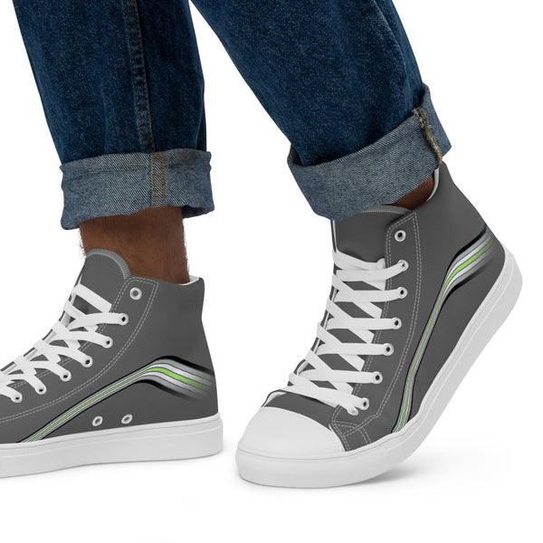 Trendy Agender Pride Colors Gray High Top Shoes - Men Sizes