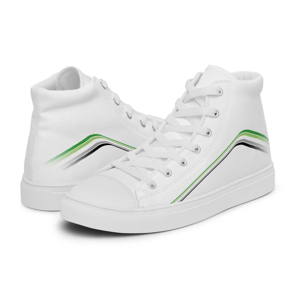 Trendy Aromantic Pride Colors White High Top Shoes - Men Sizes