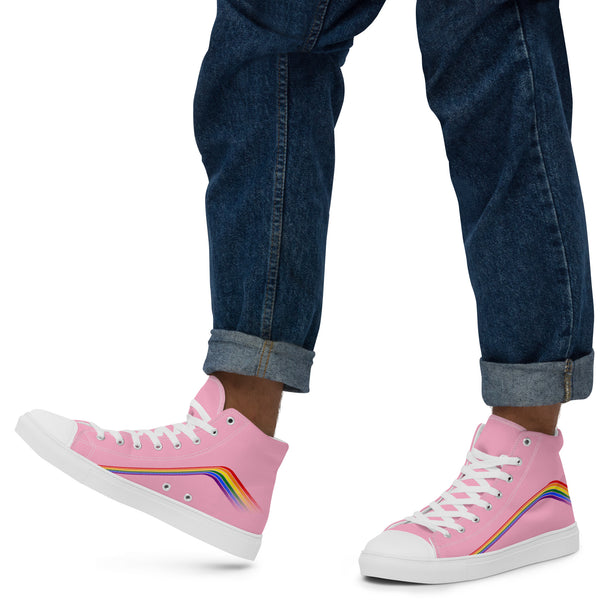 Trendy Gay Pride Colors Pink High Top Shoes - Men Sizes