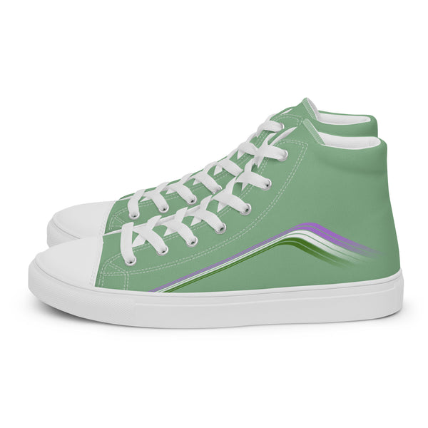 Trendy Genderqueer Pride Colors Green High Top Shoes - Men Sizes