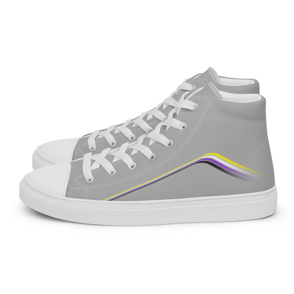 Trendy Non-Binary Pride Colors Gray High Top Shoes - Men Sizes