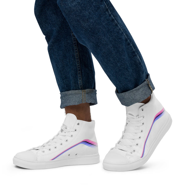 Trendy Omnisexual Pride Colors White High Top Shoes - Men Sizes