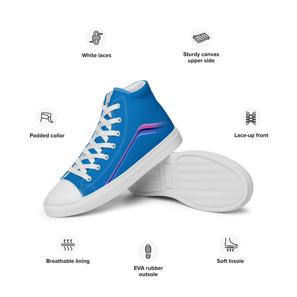 Trendy Omnisexual Pride Colors Blue High Top Shoes - Men Sizes