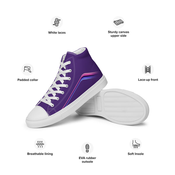 Trendy Omnisexual Pride Colors Purple High Top Shoes - Men Sizes