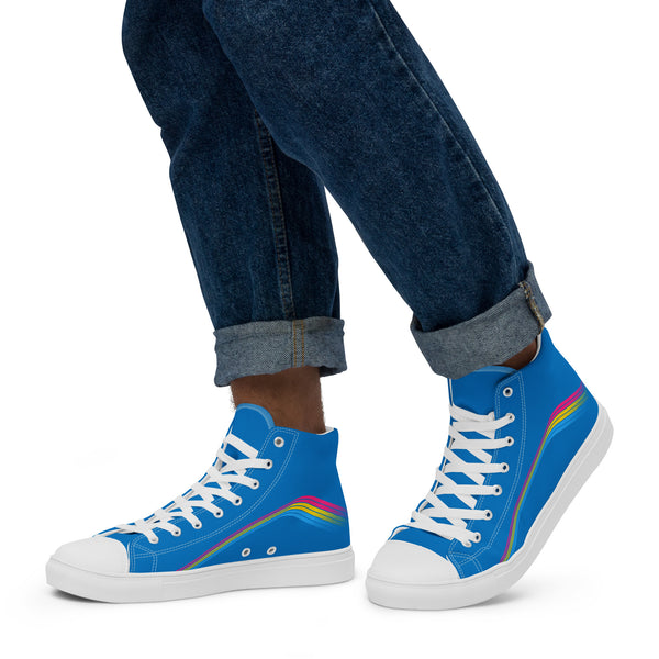 Trendy Pansexual Pride Colors Blue High Top Shoes - Men Sizes