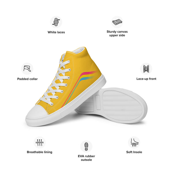 Trendy Pansexual Pride Colors Yellow High Top Shoes - Men Sizes