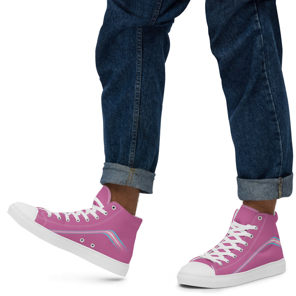 Trendy Transgender Pride Colors Pink High Top Shoes - Men Sizes