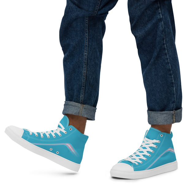Trendy Transgender Pride Colors Blue High Top Shoes - Men Sizes