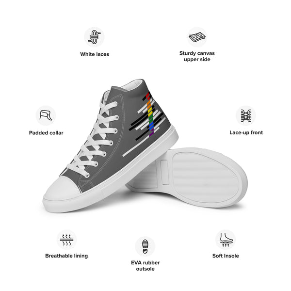 Modern Ally Pride Colors Gray High Top Shoes - Men Sizes