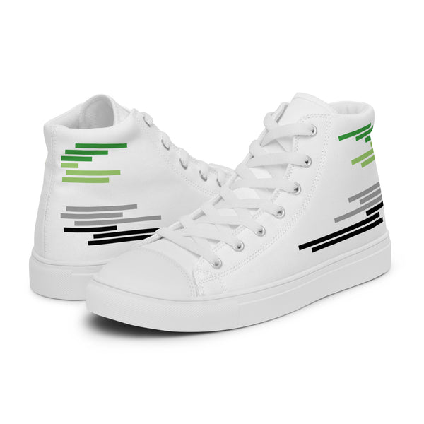 Modern Aromantic Pride Colors White High Top Shoes - Men Sizes