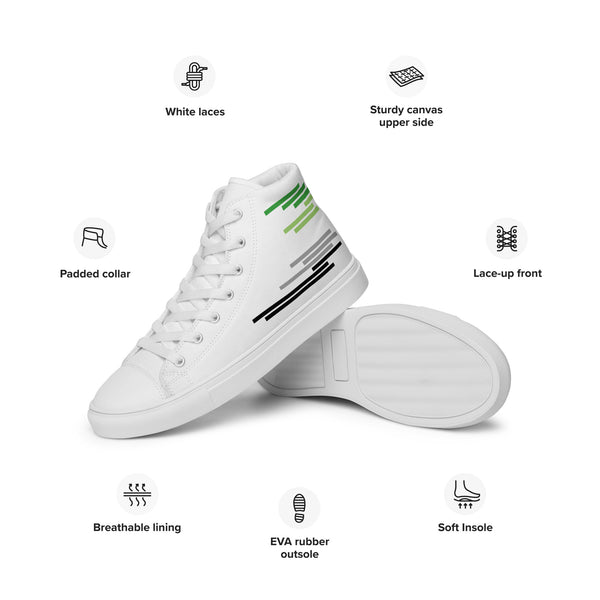 Modern Aromantic Pride Colors White High Top Shoes - Men Sizes