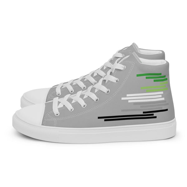 Modern Aromantic Pride Colors Gray High Top Shoes - Men Sizes