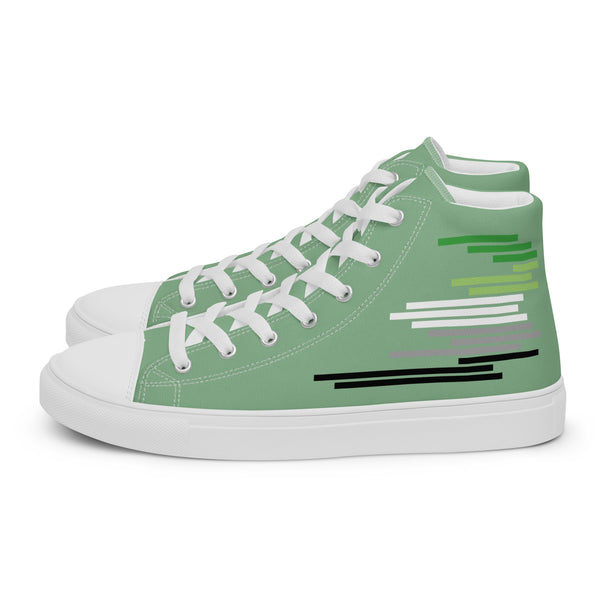 Modern Aromantic Pride Colors Green High Top Shoes - Men Sizes