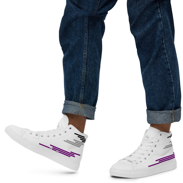 Modern Asexual Pride Colors White High Top Shoes - Men Sizes