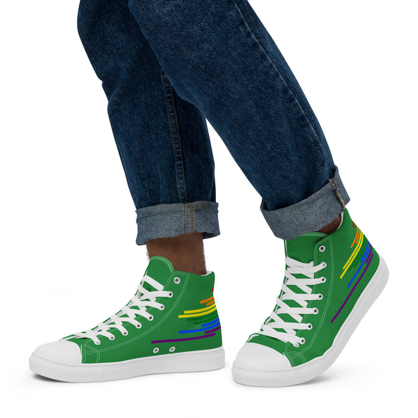 Modern Gay Pride Colors Green High Top Shoes - Men Sizes