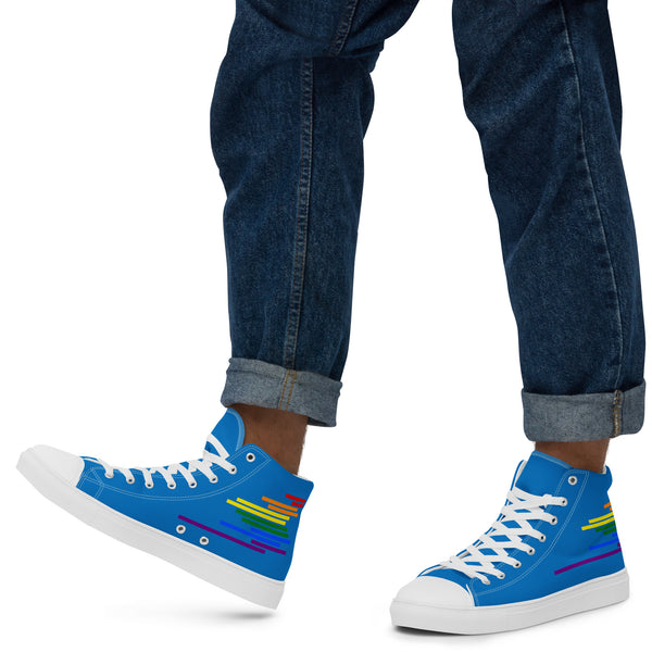 Modern Gay Pride Colors Blue High Top Shoes - Men Sizes