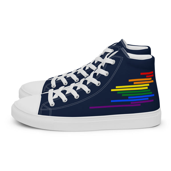 Modern Gay Pride Colors Navy High Top Shoes - Men Sizes
