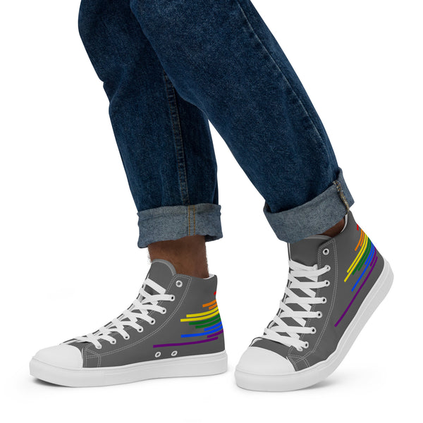 Modern Gay Pride Colors Gray High Top Shoes - Men Sizes