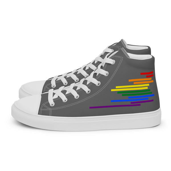 Modern Gay Pride Colors Gray High Top Shoes - Men Sizes