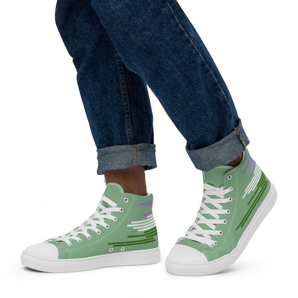 Modern Genderqueer Pride Colors Green High Top Shoes - Men Sizes