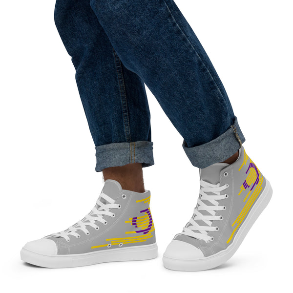 Modern Intersex Pride Colors Gray High Top Shoes - Men Sizes