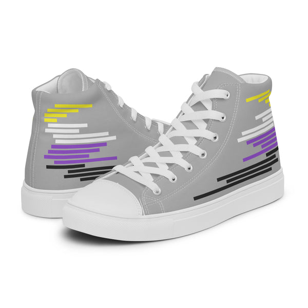 Modern Non-Binary Pride Colors Gray High Top Shoes - Men Sizes