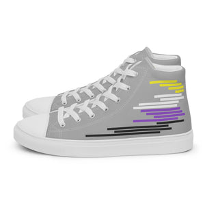 Modern Gray High Tops with Non-Binary Pride Stripes PRIDE7®