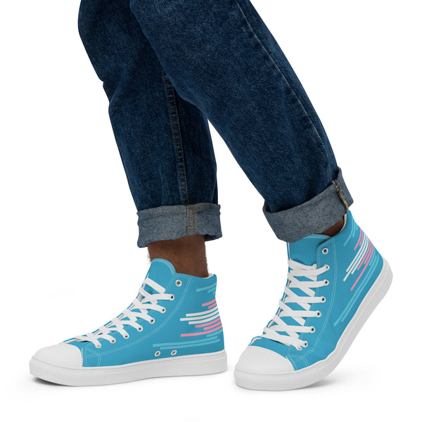Modern Transgender Pride Colors Blue High Top Shoes - Men Sizes