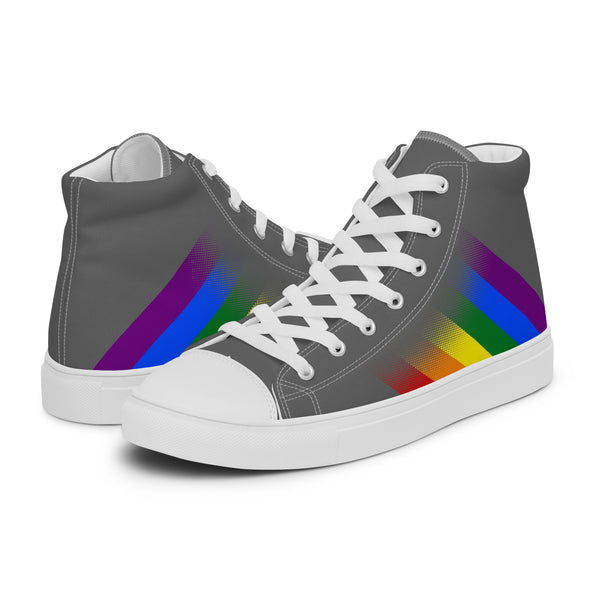 Gay Pride Colors Modern Gray High Top Shoes - Men Sizes