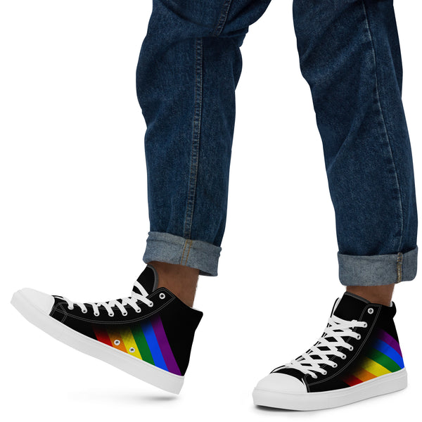 Gay Pride Colors Modern Black High Top Shoes - Men Sizes