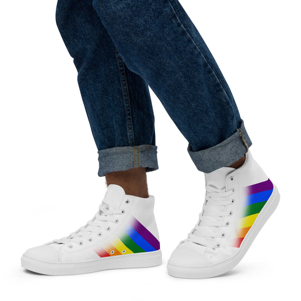 Gay Pride Colors Modern White High Top Shoes - Men Sizes