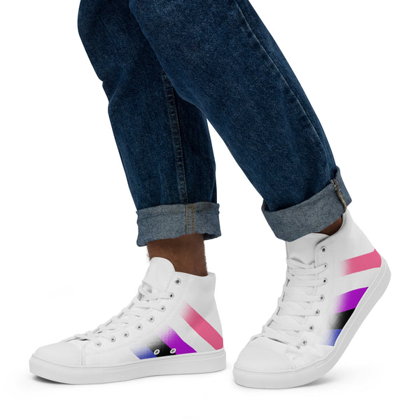 Genderfluid Pride Colors Modern White High Top Shoes - Men Sizes