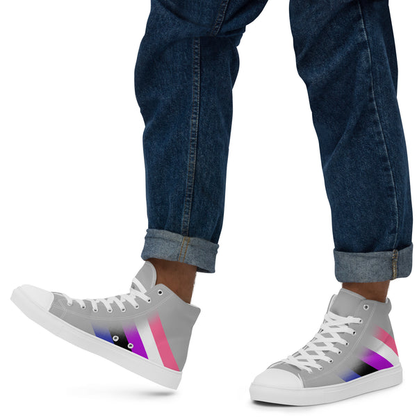 Genderfluid Pride Colors Modern Gray High Top Shoes - Men Sizes