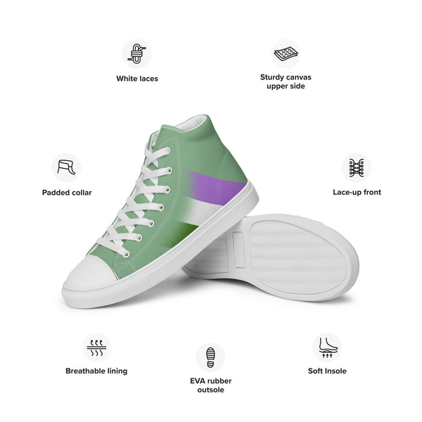 Genderqueer Pride Colors Modern Green High Top Shoes - Men Sizes