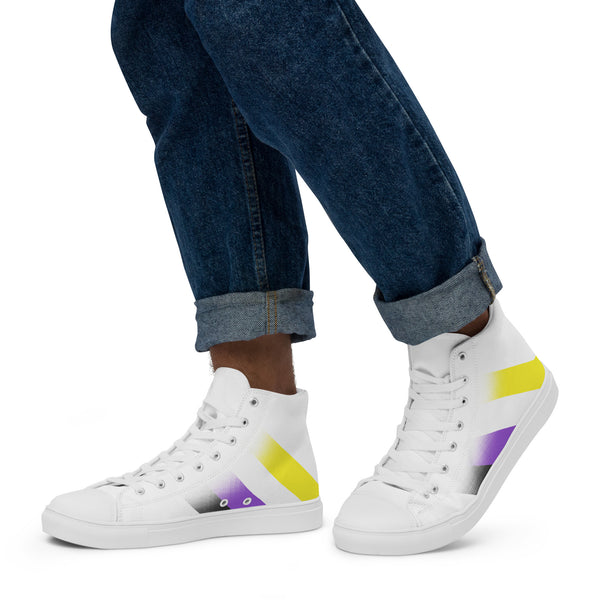 Non-Binary Pride Colors Modern White High Top Shoes - Men Sizes