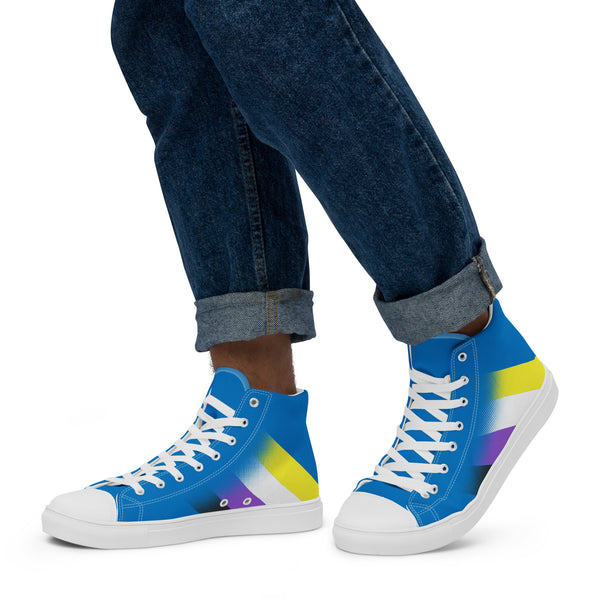 Non-Binary Pride Colors Modern Blue High Top Shoes - Men Sizes