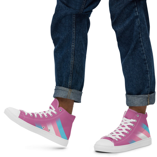 Transgender Pride Colors Modern Pink High Top Shoes - Men Sizes
