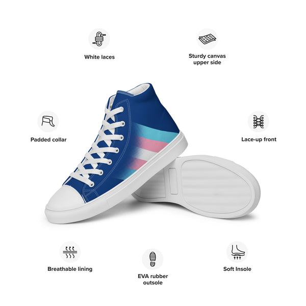 Transgender Pride Colors Modern Navy High Top Shoes - Men Sizes