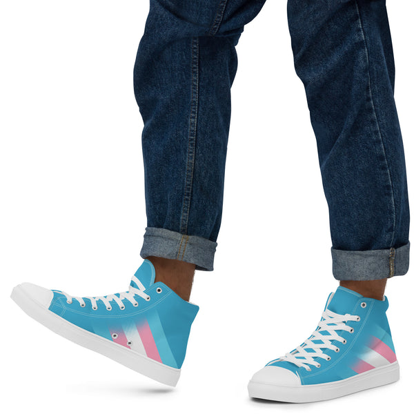 Transgender Pride Colors Modern Blue High Top Shoes - Men Sizes