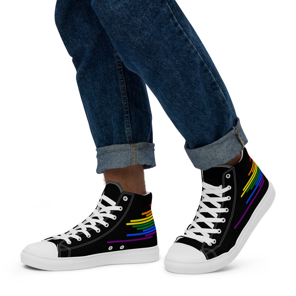 Modern Gay Pride Colors Black High Top Shoes