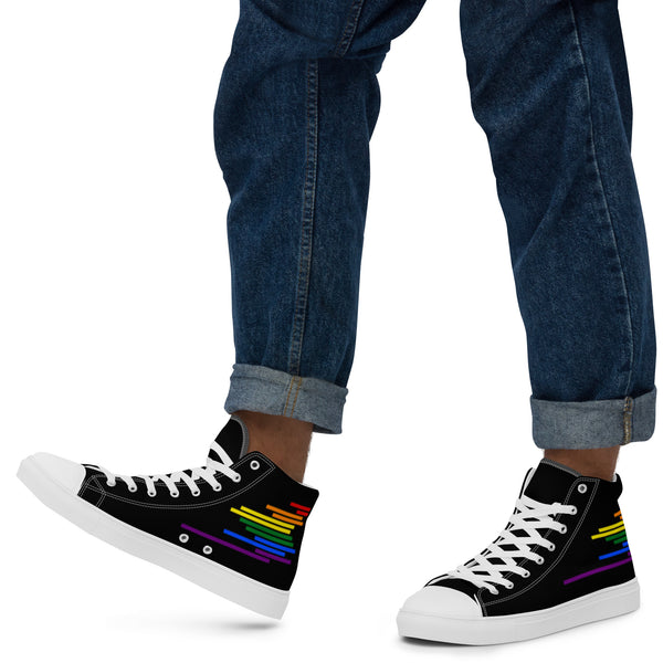 Modern Gay Pride Colors Black High Top Shoes