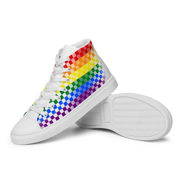 Gay Pride Rainbow Checkers High Top Shoes