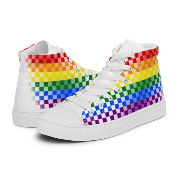 Gay Pride Rainbow Checkers High Top Shoes