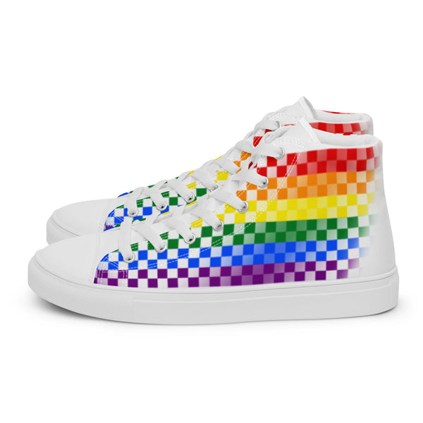 Gay Pride Rainbow Checkers High Top Shoes