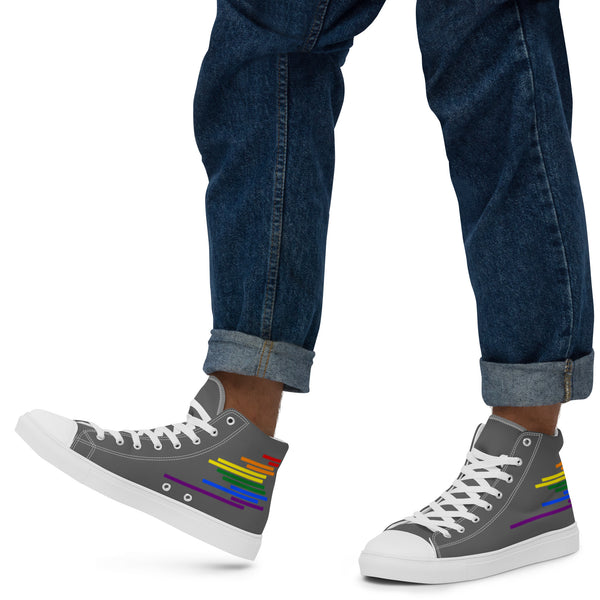 Modern Gay Pride Colors Gray High Top Shoes