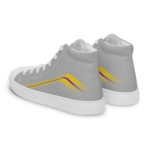 Trendy Intersex Pride Colors Gray High Top Shoes - Men Sizes