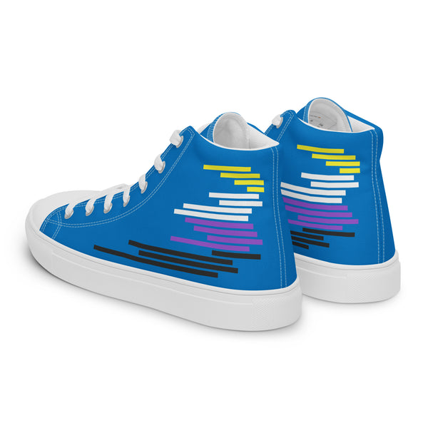 Modern Non-Binary Pride Colors Blue High Top Shoes - Men Sizes